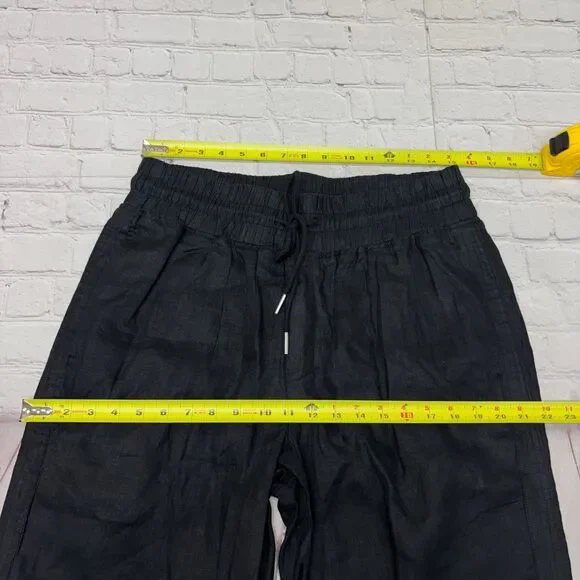 NWT Quince Women 100% Linen Wide Leg Pants Size Large Black D039 -2 - Picture 2 of 16